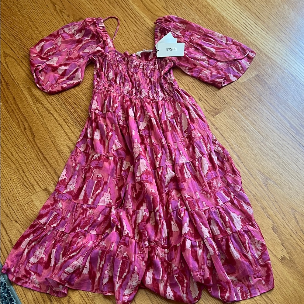 Ba&sh size 0 Pink Patterned robe teoli Dress midi nwt